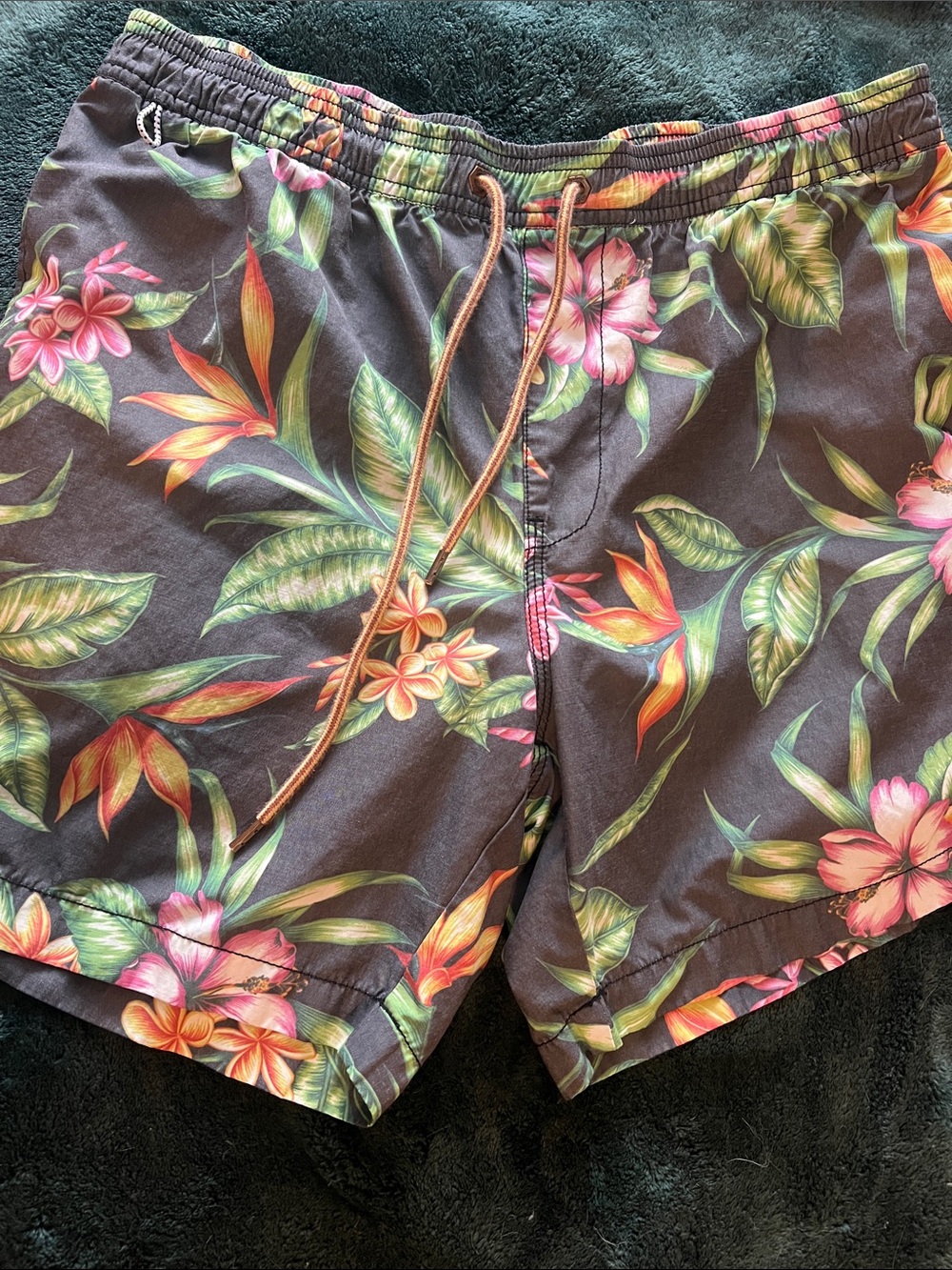 Globe Men's Black Tropical Floral Hybrid Shorts with Pink & Green Accents